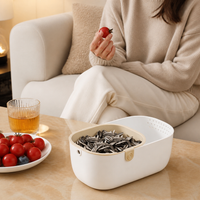 Snack Bowls, Double Layer Snack Serving Bowls, 21.5x12.3x8cm Thickened Design for Living Room, Movie Night Bowls with Drainage