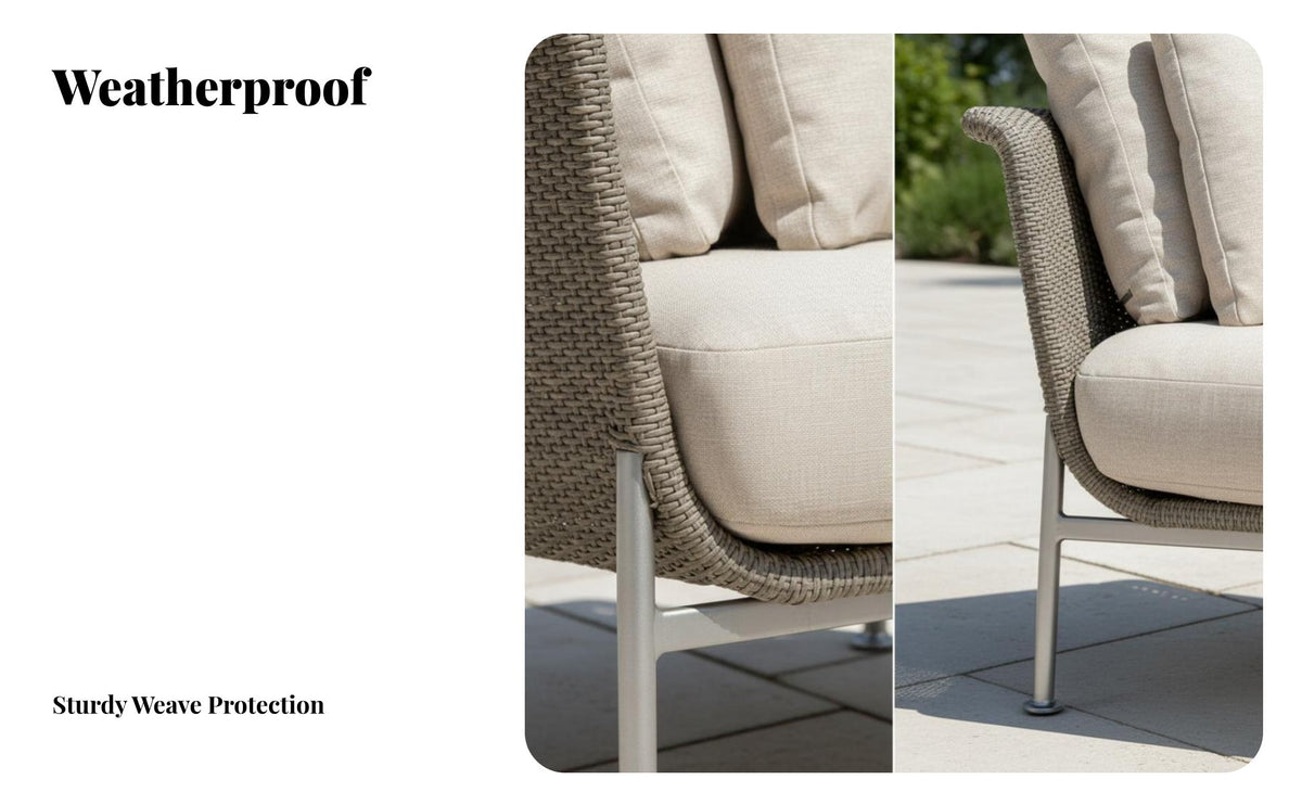 Rattan design 4-Piece Woven Sofa Group Weather-Resistant Outdoor Furniture Includes paddings Patio Seating Modern Design for Guesthouse managers, Hotel Owners, Garden, Balcony, rearyard, waterfront