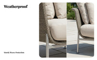 Rattan design 4-Piece Woven Sofa Group Weather-Resistant Outdoor Furniture Includes paddings Patio Seating Modern Design for Guesthouse managers, Hotel Owners, Garden, Balcony, rearyard, waterfront