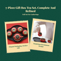 Porcelain Kung Fu Tea Set with Persimmon Design, Gift Boxed