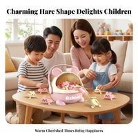 60 Pieces Storage Box Rabbit-Shaped Toy Figure Curved Handle Press-and-Rebound Rabbit Gift-Ready Kids Playthings