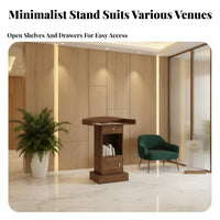 Modern Design Floor Standing Podium Stable Base Floor Lectern with Storage Shelves Spacious Top Reception Desk Lectern Sturdy Construction for Presenters, Restaurant Hosts, Conference Rooms, Lecture Halls, Auditoriums, Classrooms