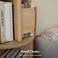 360° Rotating Design Revolving Book Universal with Drawer Space-Saving Multi-Level Bookcase with Drawers Versatile Use Bookshelf Modern Aesthetic for Apartment Dwellers, Homeowners, Bedroom, Small Areas, Study Room, Home Office