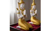 2 Pieces Kneeling Buddha Statue Southeast Asian Style Southeast Asian Buddha Statue Meditation Ornamental Piece House Ornament for Restaurant