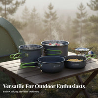 16 Pieces Lightweight Camping Cookware Set Long-Lasting Camping Pots and Pans Set Nesting Design for Backpackers, Families, Hiking