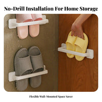 Wall Mounted Slipper Rack Drill Washroom Shoe Organizer Space-Saving Wall Mounted Shoe Rack for Renters, Homeowners, Bedroom, Closet, Behind Door