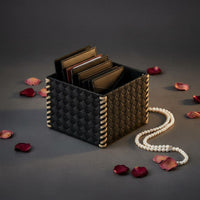 Remote Control Holder Elegant Design Woven Leather Organizer Spacespace-Conserving Accessory