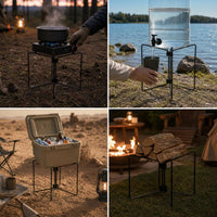 Portable Folding Metal Stand for Camping Storage Box or Water Bucket