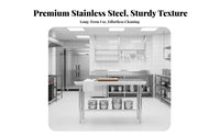 Stainless Steel Work Table Easy to Clean Restaurant Cutting Table Rust Resistant Kitchen Furniture for Caterers, Chefs, Bakery, Workshop, Laundry Room