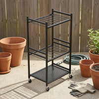 Rolling Tool Rack Open-Frame Long Handle Tool Rack Heavy Duty Garden Organizer Stand for Utility Space