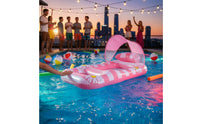 Long-Lasting PVC Material Flower Print Pool Lounger Comfortable Headrest Inflatable Mesh Water Floating Lounger Quick Inflation And