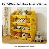 Child-Friendly Design Duck Toy Storage Rack Space-Saving Child S Storage Cabinet with Bins Large Capacity Multi-Bin Toy Organizer Sturdy Construction for Toddlers, Parents, Nursery, Kindergarten, Daycare, Living Room
