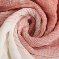 Cotton Linen Blend Breathable Gradient Solid Stripe Scarf Shawl for Spring/Summer