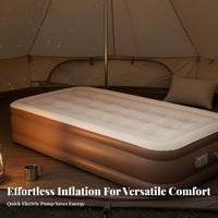 Moisture-Proof Inflatable Camping Mattress Thickened Design Self-Inflating Air Bed Flocked Top Portable Air Mattress with Pump Multi-Layer Support for Outdoor, Home Use, Travel, Tent