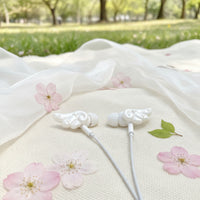 Angel Wing Earphone Decorations Cute Earbud Decorations with Wings Wired Earphone Accessory 3D Sculpted for Teens, Photoshoots