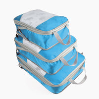 Travel Compression Packing Cubes Set - 3-Piece Waterproof Luggage Organizers for Clothes