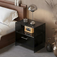 Modern Design Multi-Level Accent Table Minimalist aesthetic Waterfall End Table Transparent Look Nightstand single-Piece Construction for Homeowners, Apartment Dwellers, Students, Bedroom, Small Spaces, Living Room, Nursery