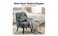 Retro Design Upholstered Single Sofa Tufted Backrest Upholstered Accent Chair High-Resilience Cushion Lounge Seat Sturdy Construction for Apartment Dwellers, Interior Decorators, Living Room, Bedroom, Reading Nook, Home Office