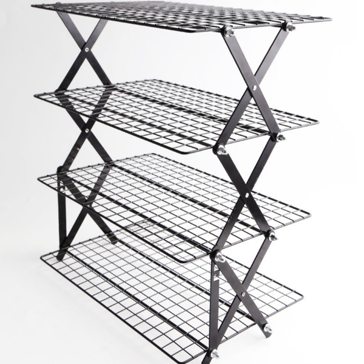 4-Tier Folding Rack Foldable Expandable Cooling Rack Multi-Layer Kitchen Organizer for Campers, Picnic