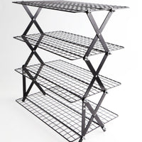 4-Tier Folding Rack Foldable Expandable Cooling Rack Multi-Layer Kitchen Organizer for Campers, Picnic
