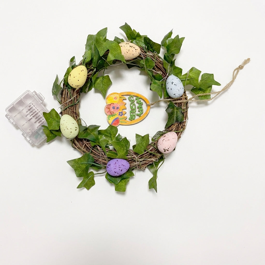 Easter Egg String Illumination 8 Flashing Modes LED Egg Wreath Remote Control LED Easter Lights for Families, Crafters, Wall Decor, Table Centerpiece