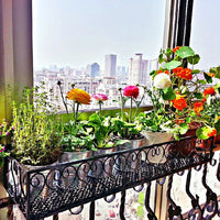 Iron Art Outdoor Balcony Hanging Planter Rack for Potted Plants and Greenery