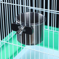 Bird Feeder Cup with Fastener, Stainless Steel Single Clasp Bowl Feeding Dish, Rolled Edge Steel Bowl for Budgie and Cockatiel Hanging Parrot Feeder