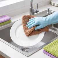 Wood Fiber Cleaning Cloths, Oil Resistant Cloths and Tea Towels for Kitchen, 3 Pack Striped Low-Shed 30x30cm Mixed Colors for Dishes and Cookware