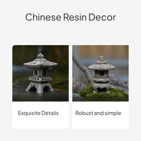 Miniature Chinese Pavilion and Stone Lantern Decor