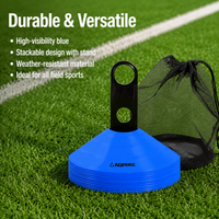 Football Training Equipment, 10 Pack Marker Disc Cones 19cm, Flexible Training Cones with Storage Rack & Mesh Bag