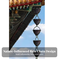 Soothing Water Sounds Rain Chain Creates Waterfall Effect Metal Rain Chain with Cups Weather Resistant for House Eaves, Patio