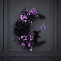 Cat and celestials Wall Hanging Decor Floral Cat and celestials Wall Hanging Art Black for Bedroom