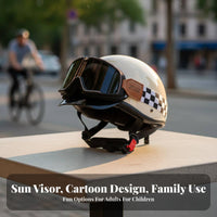 Retro Half Helmet 3C Certified Electric Bike Helmet All Seasons Use Impact-Resistant Headwear for Summer Riding, City Commuting