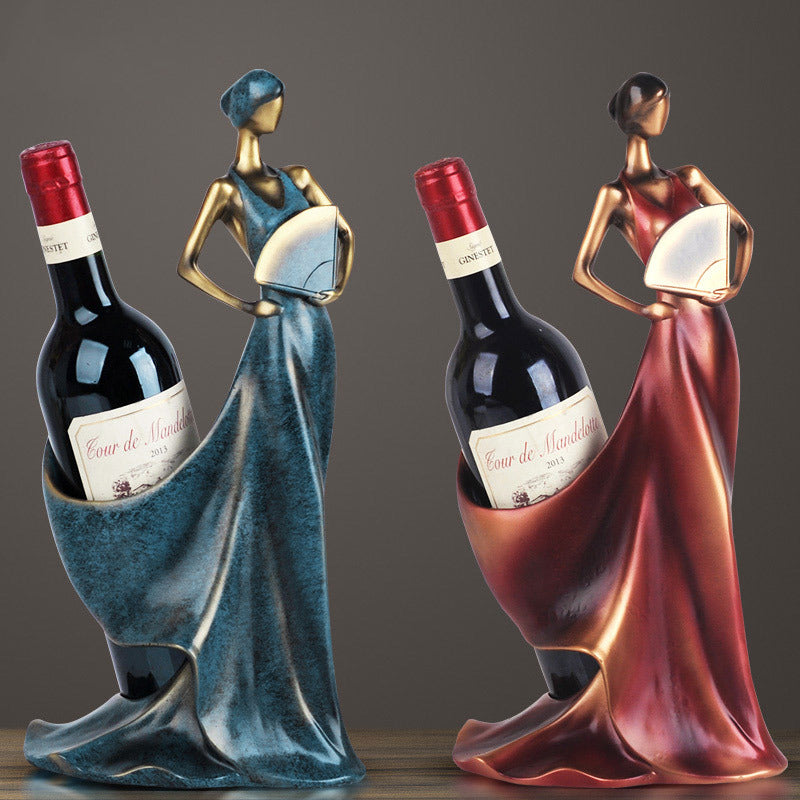 European Retro Resin Mermaid Wine Rack Ornament for Home Decor