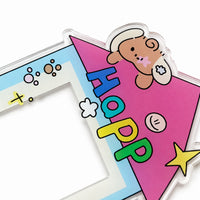 3 inch Clear Acrylic Photo Frame, Cartoon Standee Picture Frame for Instant Photo Display, Modern Small Desk