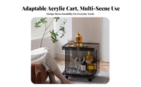 Nordic aesthetic 2-Tier Rolling Cart Light Luxury Aesthetic two-level Utility Trolley With casters Household Storage Mobile Design for Apartment Dwellers, Office Workers, Bedroom, Living Room, Balcony, Bathroom