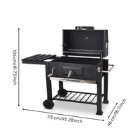 Wheeled Briquette Grill Built-in Thermometer Briquette Grill Flank Shelf