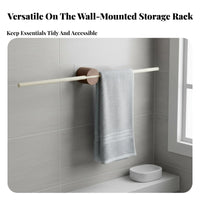 Punchwithout Drilling Installation Single Towel Bar Multi-Purpose Single Rod Wall Bar Space Saving Bathroom Hardware Modern Design for Renters, Homeowners, Kitchen, Entryway, Closet
