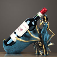 European Retro Resin Mermaid Wine Rack Ornament for Home Decor