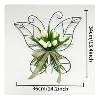 Ready to Hang Butterfly Flower Wreath Rustic Accent Butterfly Wireframe Wreath Long-Lasting Farmhouse Door Decor Fade-Resistant for Mothers, Mantelpiece