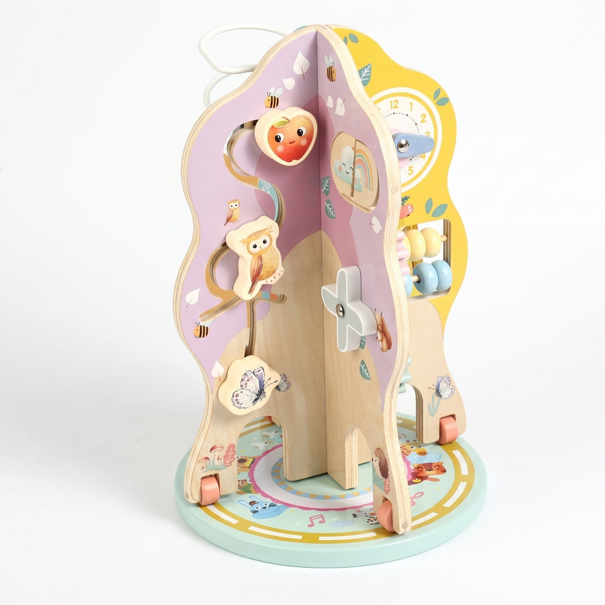 Freestanding Tree-Shaped Activity Toy Pastel Wooden Bead Maze Toy Cartoon-Style Wooden Bead Maze Smooth Finish for Children