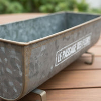 French Design Oval Planter Box with Feet Metal Planter Tub Rust-Resistant Raised Flower Trough Long-Lasting for Balcony, Terrace