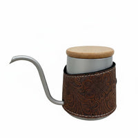 Coffee Pot with Leather Sleeve Nonstick Mini Coffee Dripper Pot Compact Gooseneck Kettle for Kitchen, Office