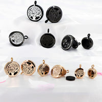 Stainless Steel Tree of Life Essential Oil Diffuser Locket Necklace for Women