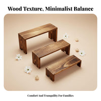 3 Pieces Tiered Display Shelf Solid Wood Cupcake Dessert Stand Space Saving