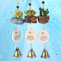 Creative Potted Succulent Japanese Resin Ornament Car Wind Chime Bell Birthday Gift