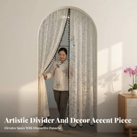 Translucent Floral Door Curtain Machine Washable Lace Translucent Door Panel