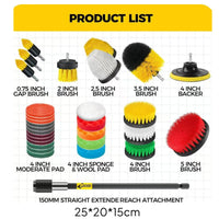 Multi-Surface Drill Brush Set Rotary Power Scrubber Set Heavy-Duty Scrub Pad Extended Reach for Homeowners