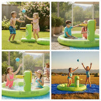 Interactive Inflatable Pool with Basketball Hoop Thickened Pool with Basketball Hoop Colorful Play Center Heavy Duty for Garden, Patio