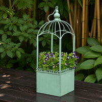 Cast Iron Hanging Planter, Vintage Square Hanging Basket with Chain, Painted Metal Planter for Balcony, Verandah & Patio